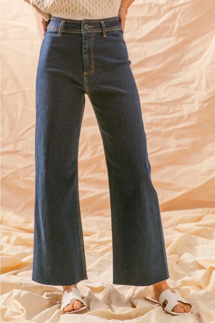 Amani Dark Denim High Rise Wide Leg Pants