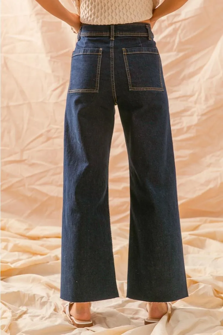 Amani Dark Denim High Rise Wide Leg Pants