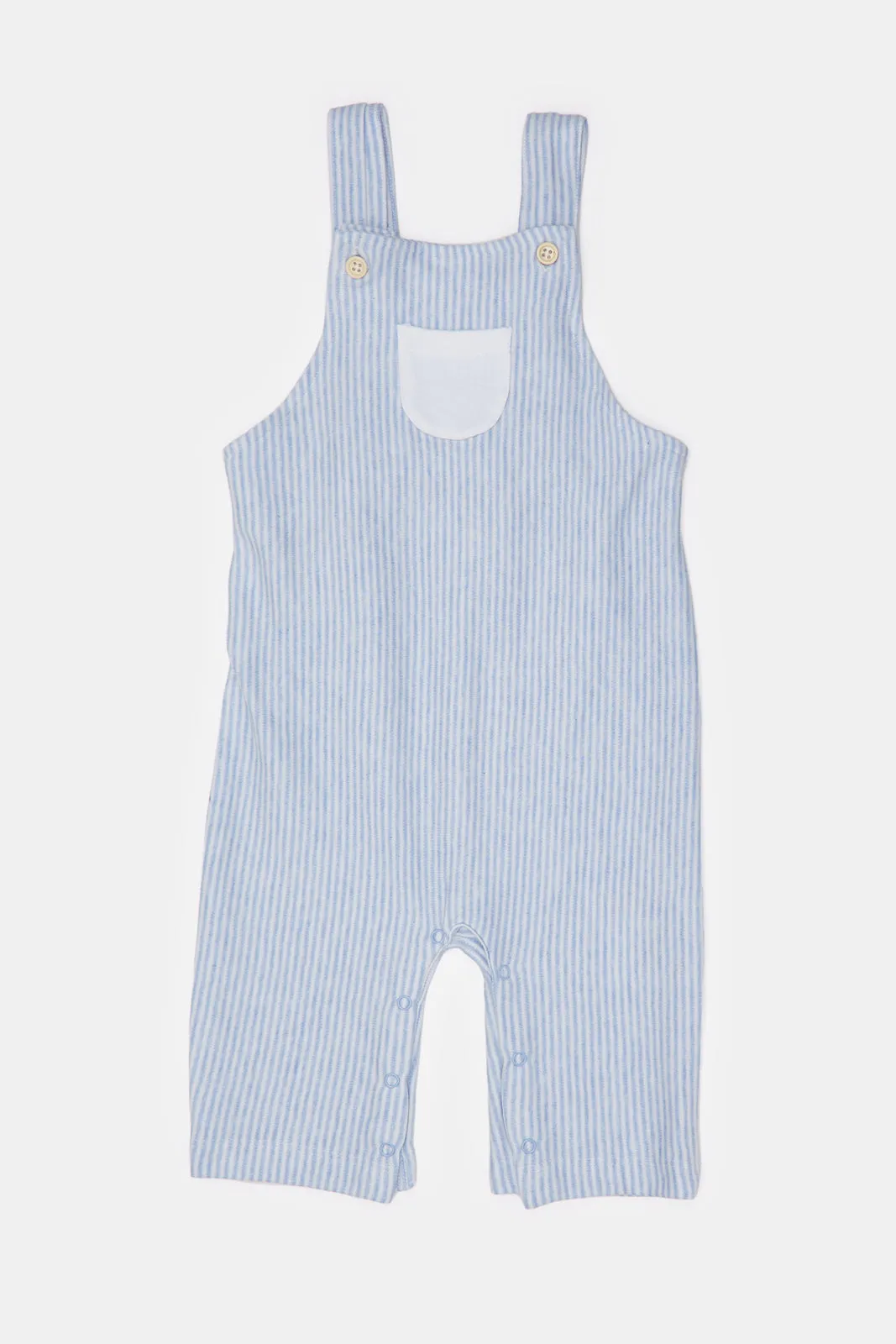 Baby Blue And White Striped Dungaree Set (2 Piece)