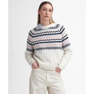 Barbour Marnie Fair Isle Crew Neck Jumper in Ecru LKN1552WH51