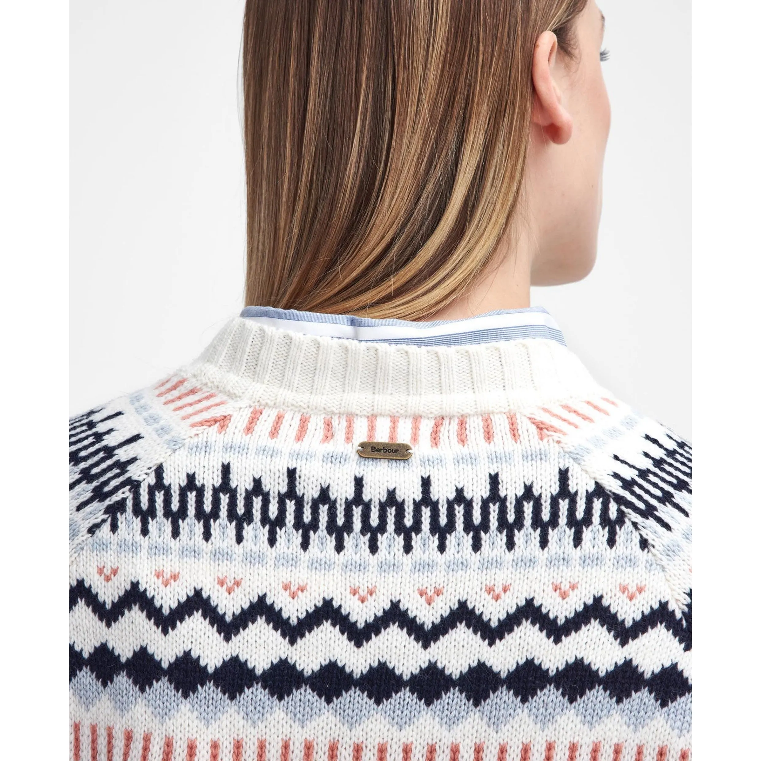 Barbour Marnie Fair Isle Crew Neck Jumper in Ecru LKN1552WH51