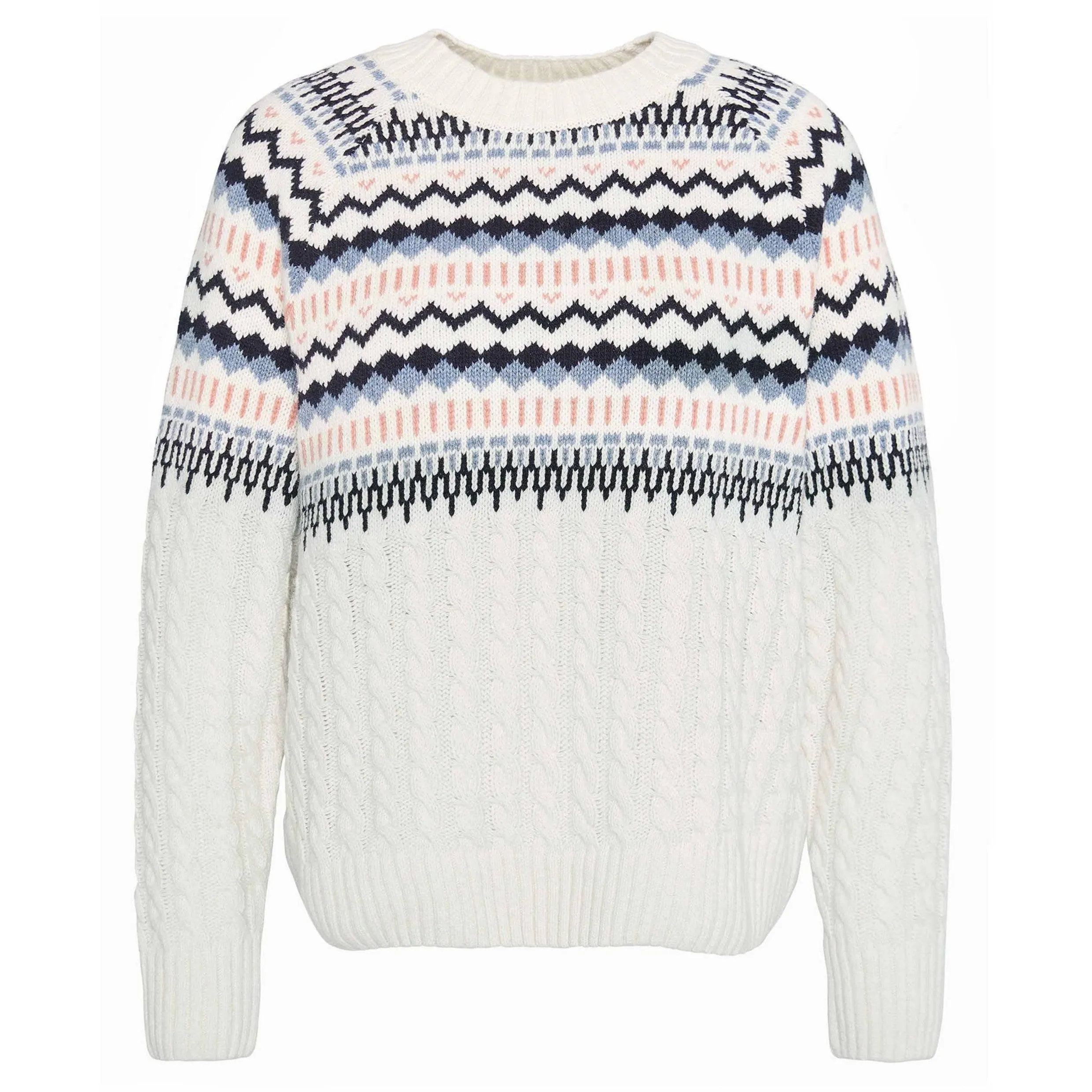 Barbour Marnie Fair Isle Crew Neck Jumper in Ecru LKN1552WH51