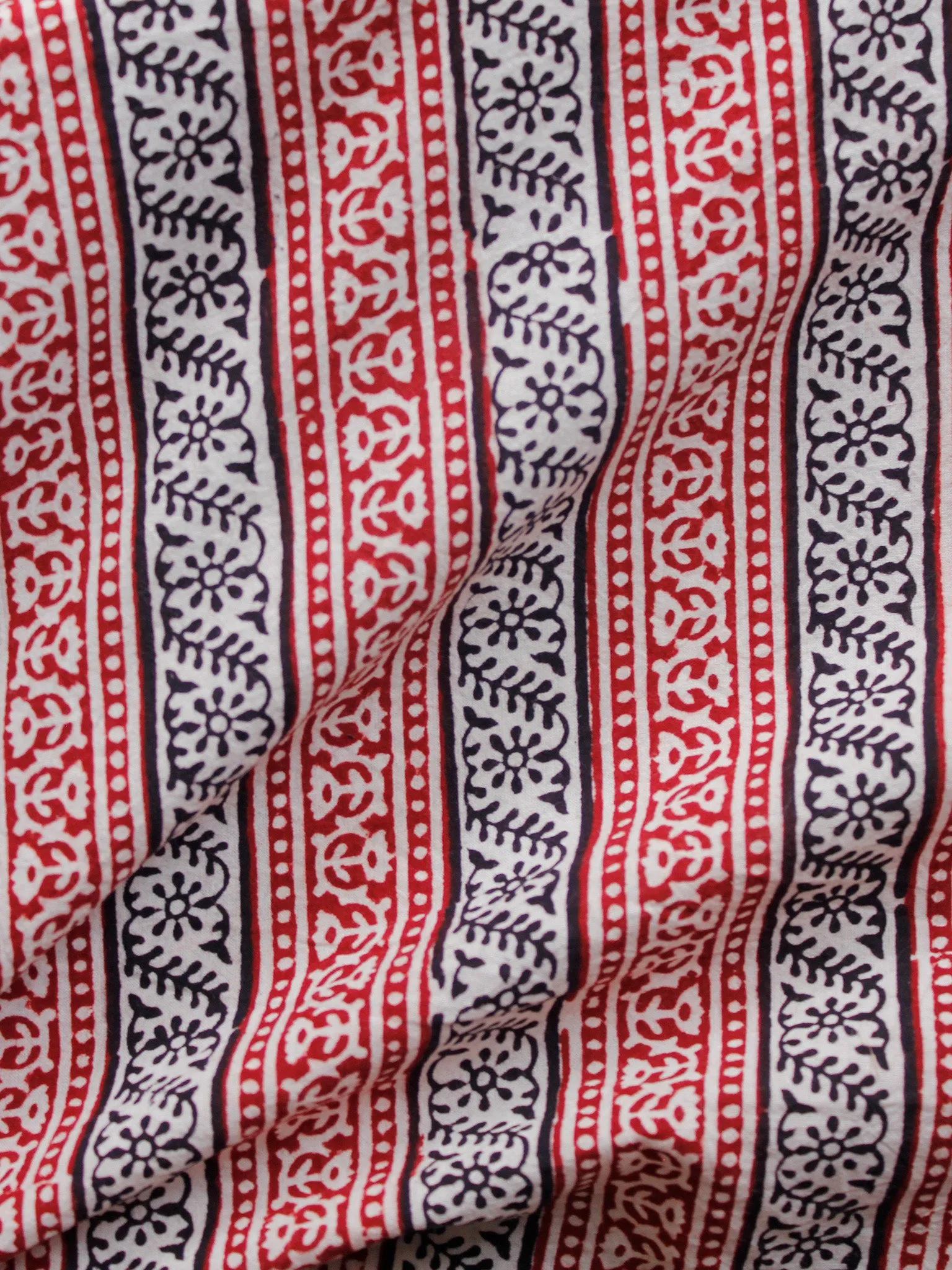 Beige Maroon Black Bagh Printed Cotton Fabric Per Meter - F005F1713