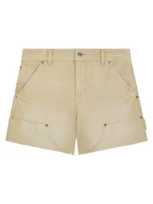 Beige Womens Denim Cropped Shorts