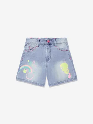 Billieblush Girls Tweety Bird Denim Shorts In Blue