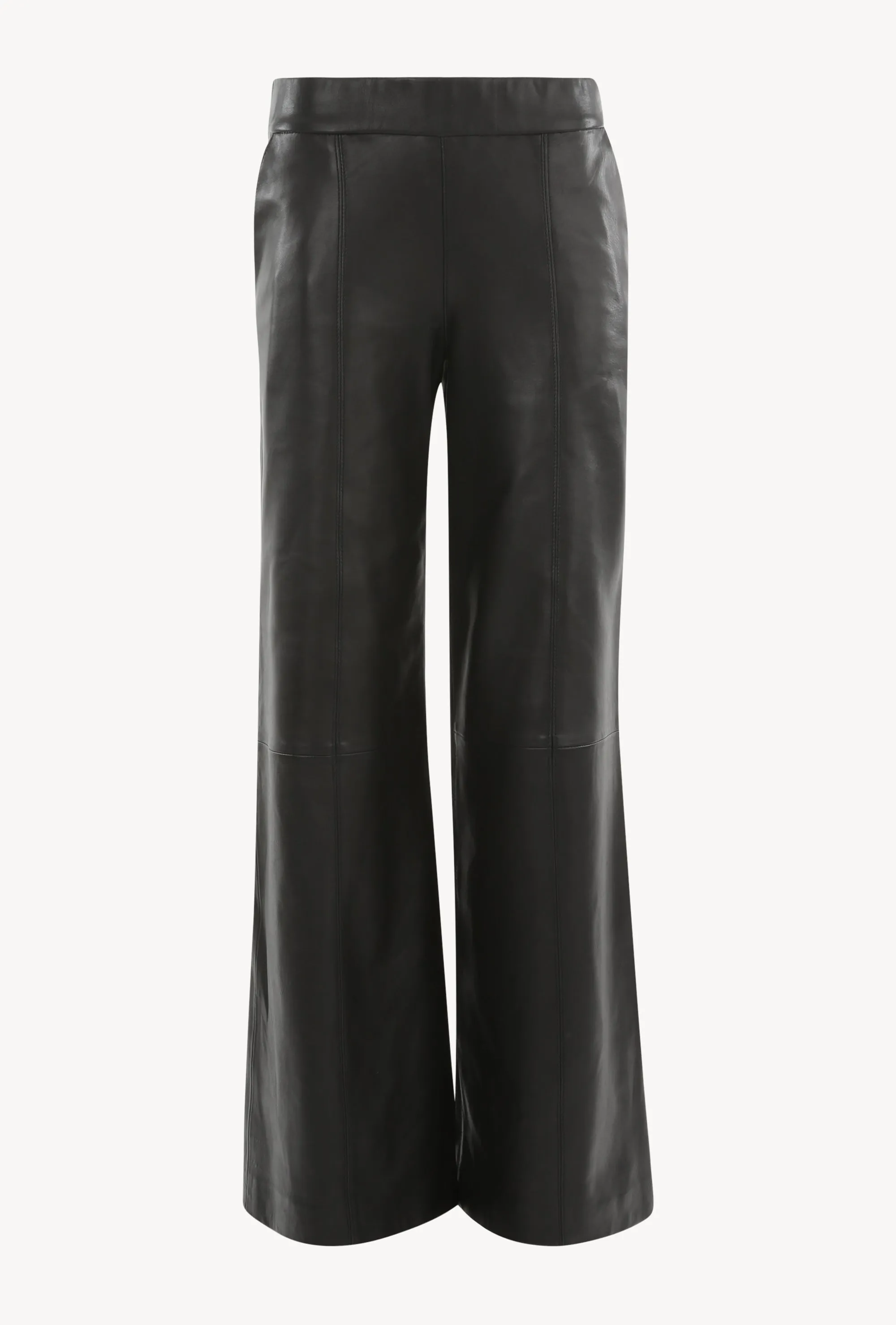 Black Leather Wide Leg Trousers