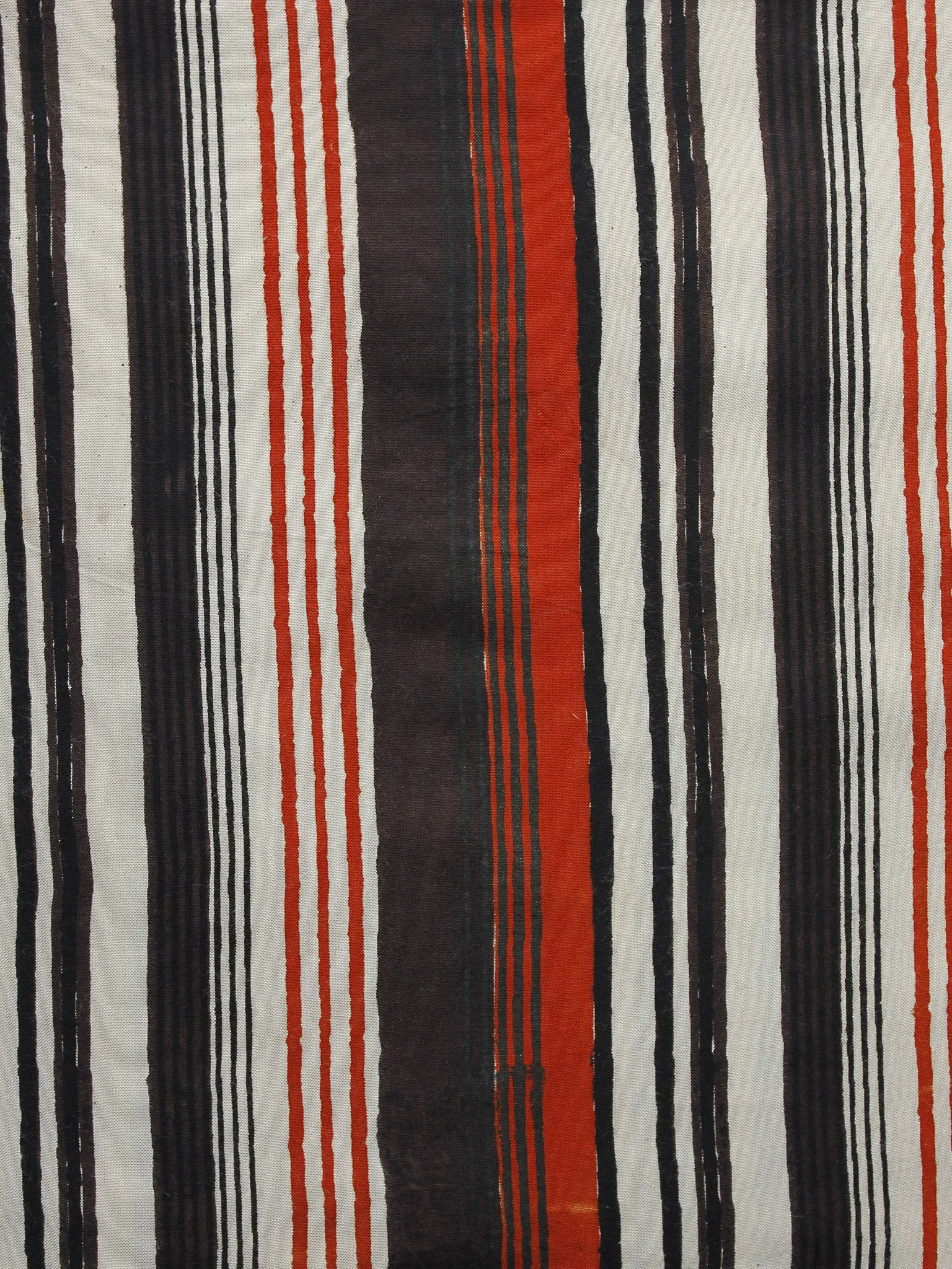 Black Red White Hand Block Printed Rayon Fabric Per Meter - F001F1014