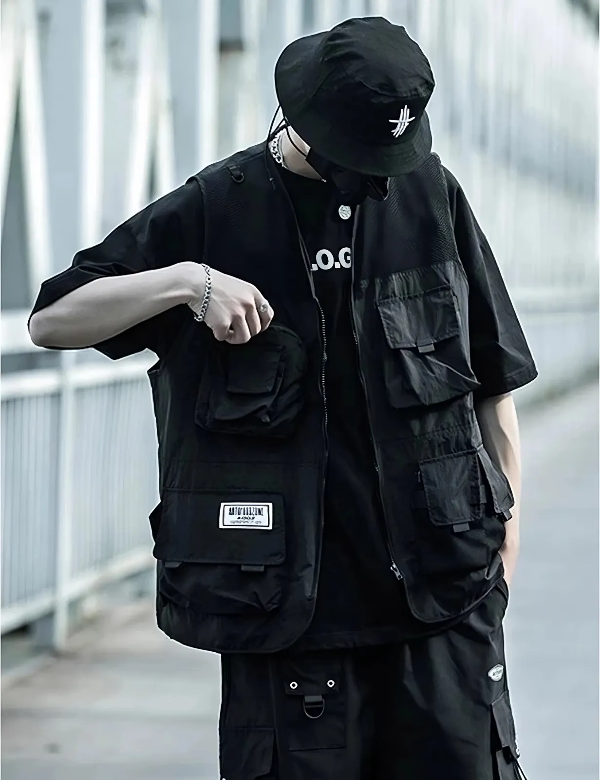 Black Tactical Vest Streetwear