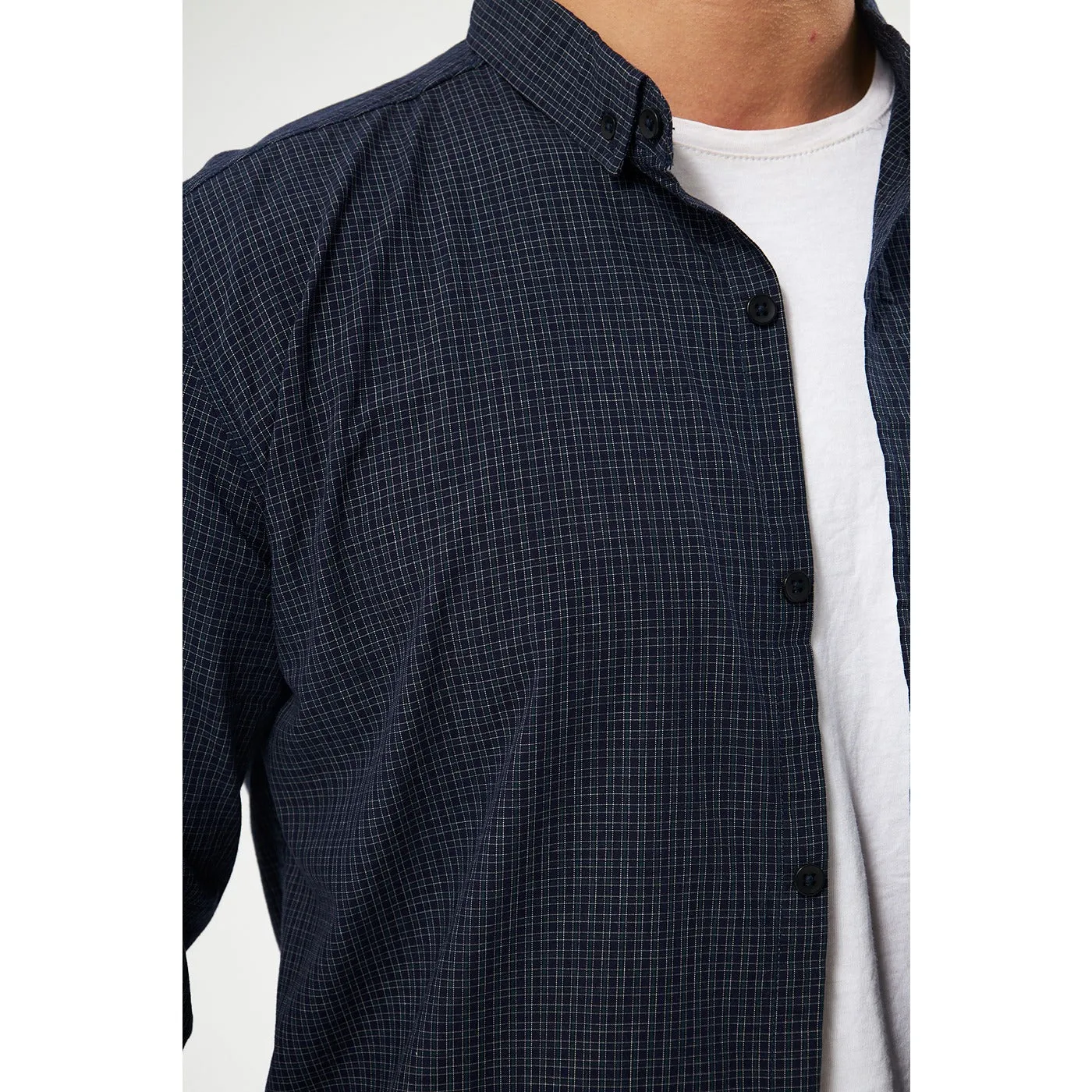 Blue Micro Check Shirt