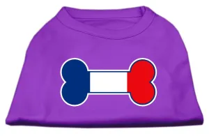 Bone Shaped France Flag Screen Print Shirts Purple XXXL(20)