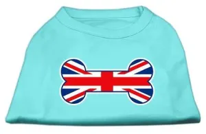 Bone Shaped United Kingdom (Union Jack) Flag Screen Print Shirts Aqua S (10)