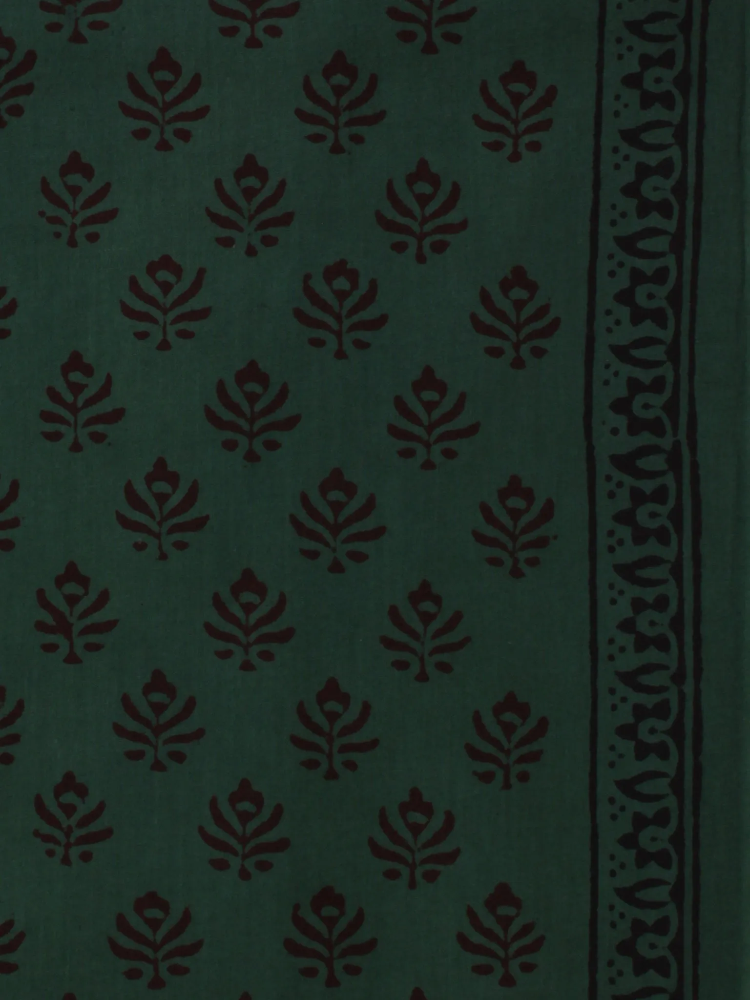 Bottle Green Maroon Bagh Printed Cotton Fabric Per Meter - F005F2075