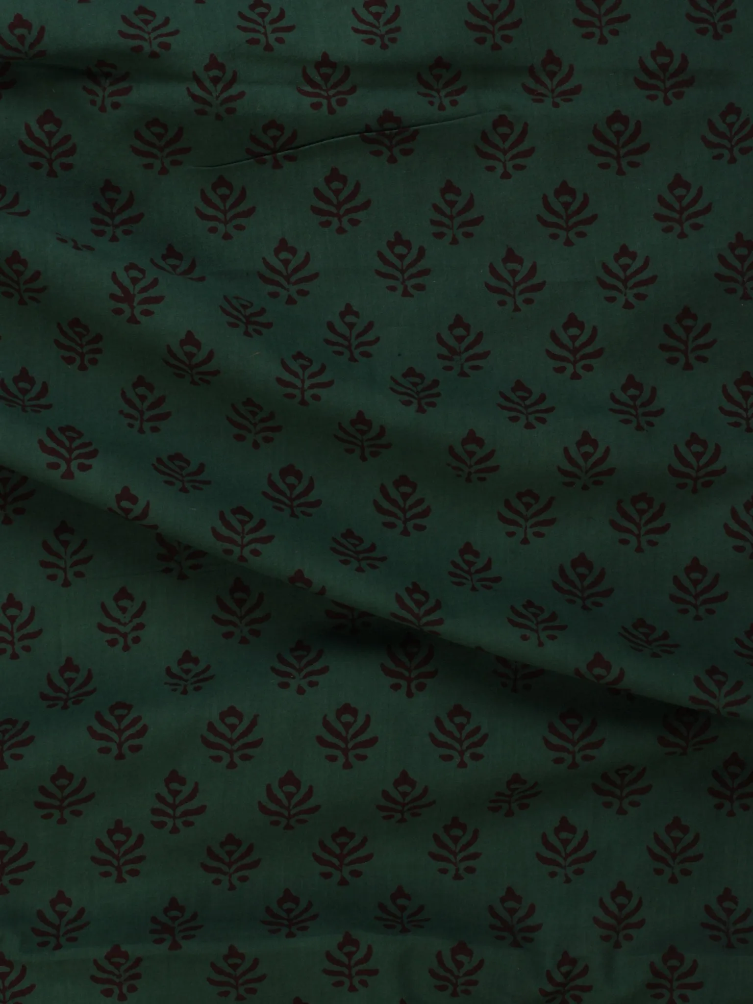 Bottle Green Maroon Bagh Printed Cotton Fabric Per Meter - F005F2075