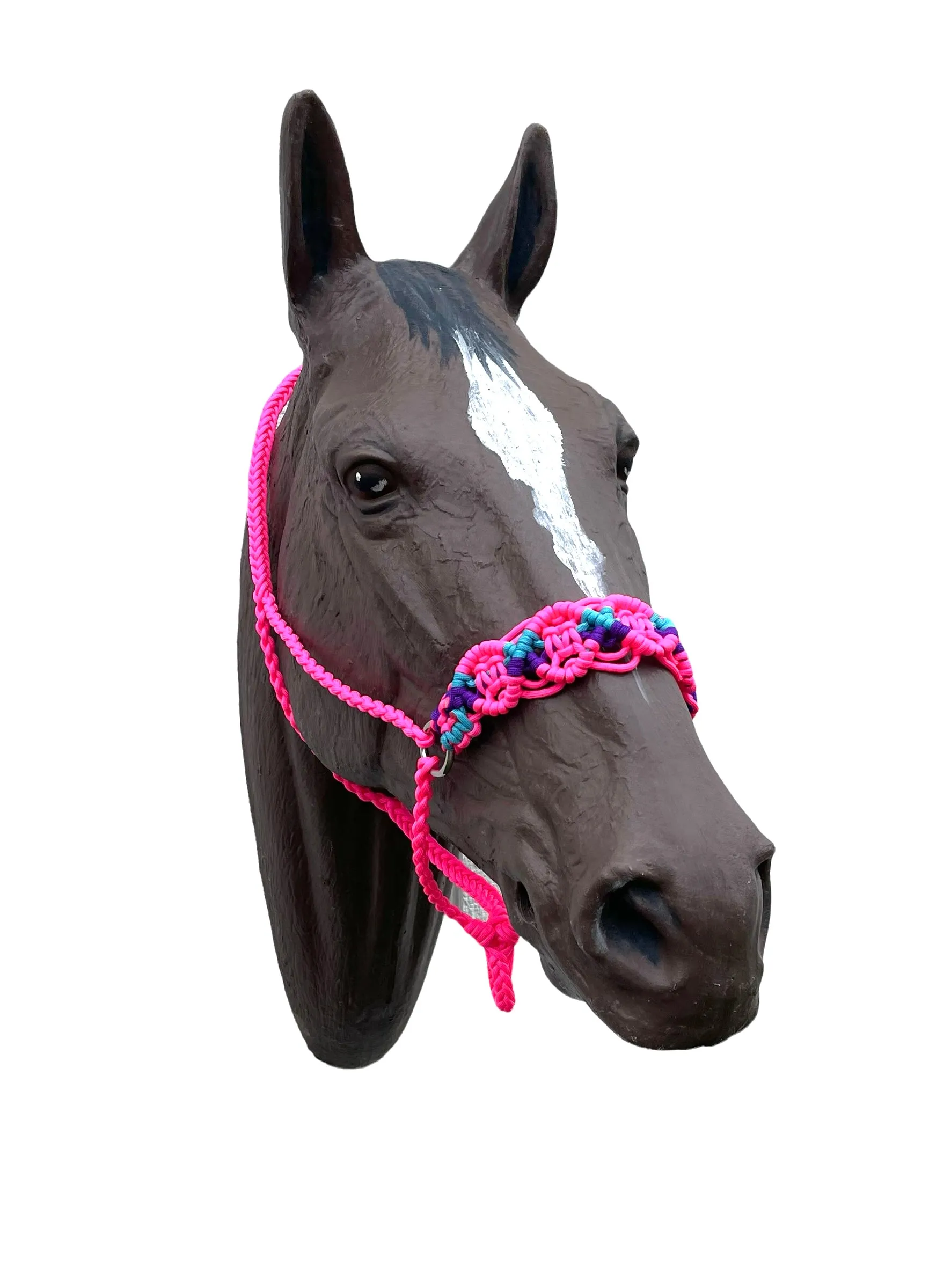 Braided horse halter hot pink