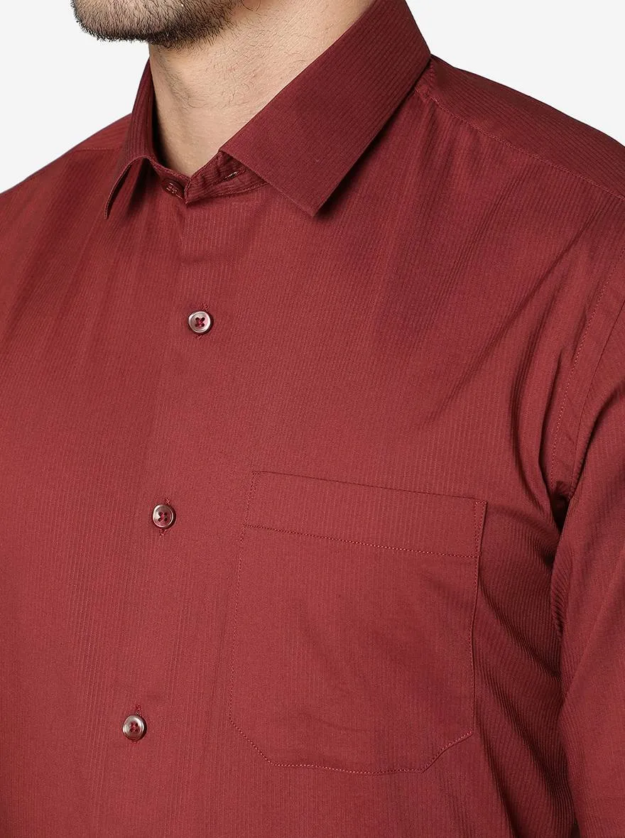 Brick Red Striped Slim Fit Party Wear Shirt | Greenfibre