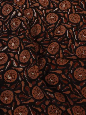 Brown Black Hand Block Printed Cotton Cambric Fabric Per Meter - F0916099