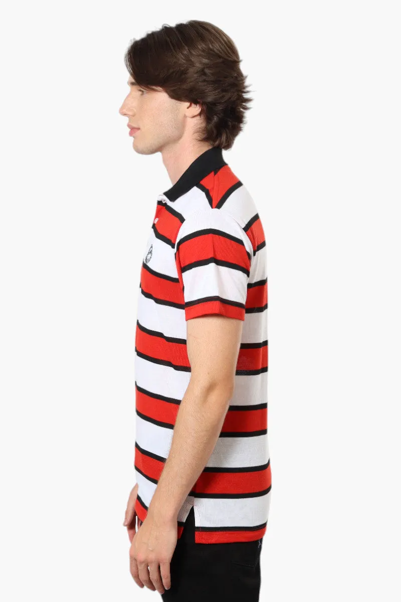 Canada Weather Gear Striped Button Up Polo Shirt - Red