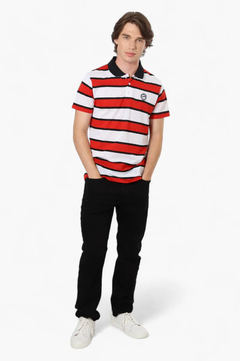 Canada Weather Gear Striped Button Up Polo Shirt - Red