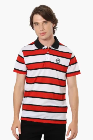 Canada Weather Gear Striped Button Up Polo Shirt - Red