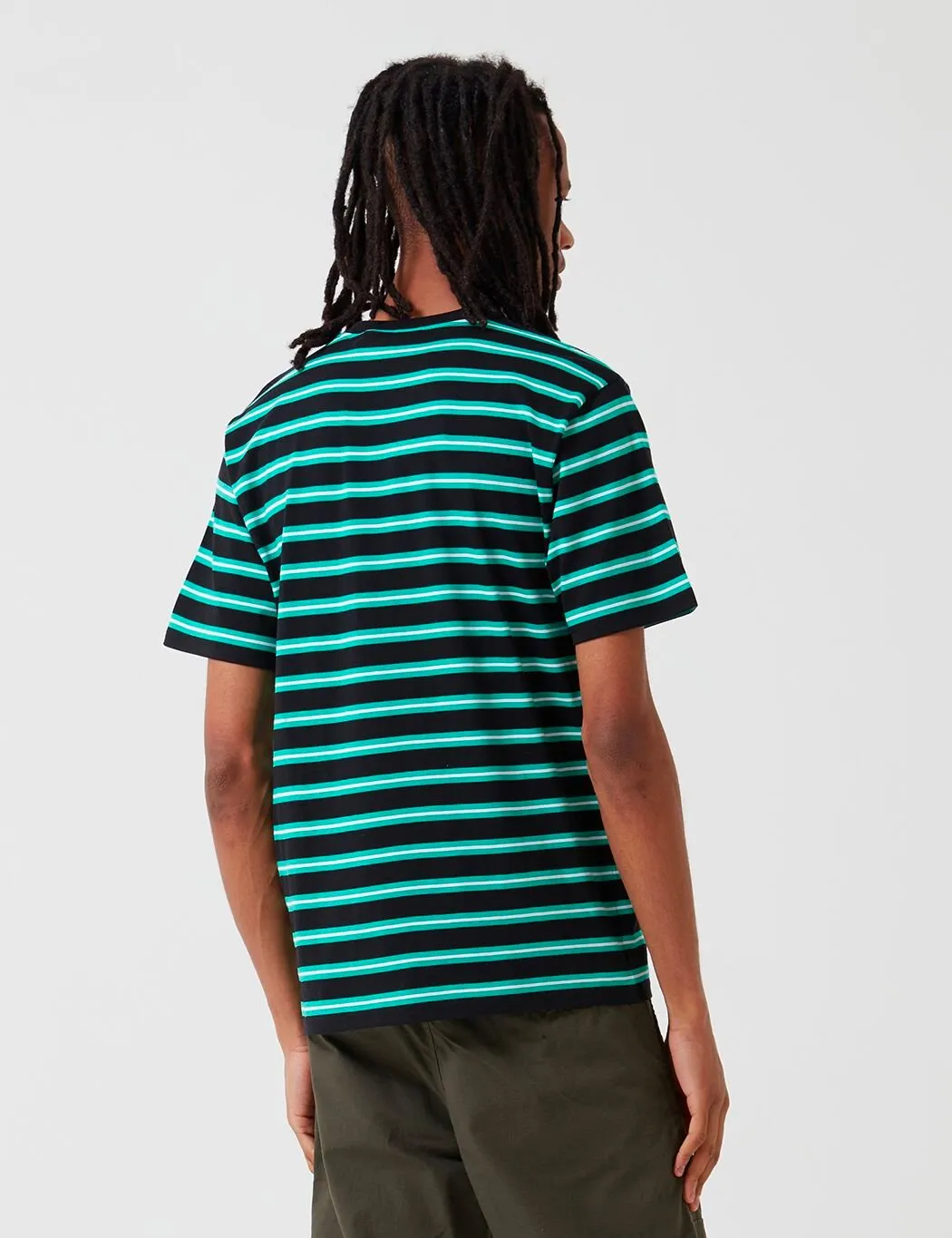 Carhartt-WIP Oakland Stripe T-Shirt - Black/Yoda Green