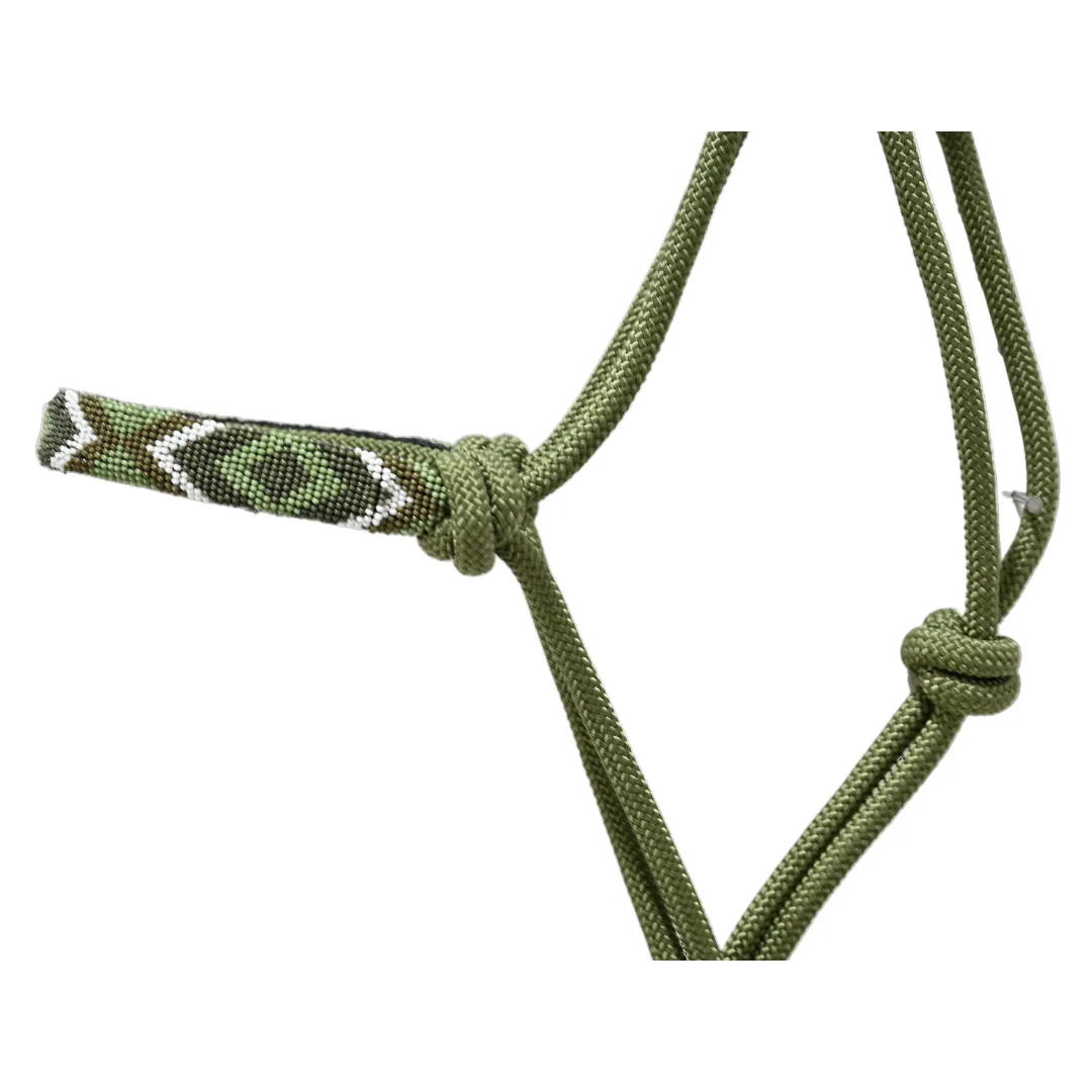 Cashel Beaded Rope Nose Halter with 9' Lead Rope- Olive