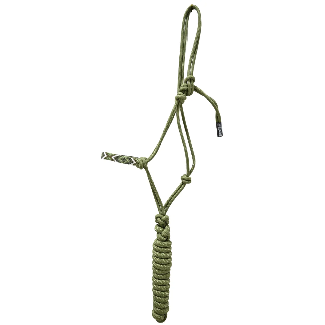 Cashel Beaded Rope Nose Halter with 9' Lead Rope- Olive