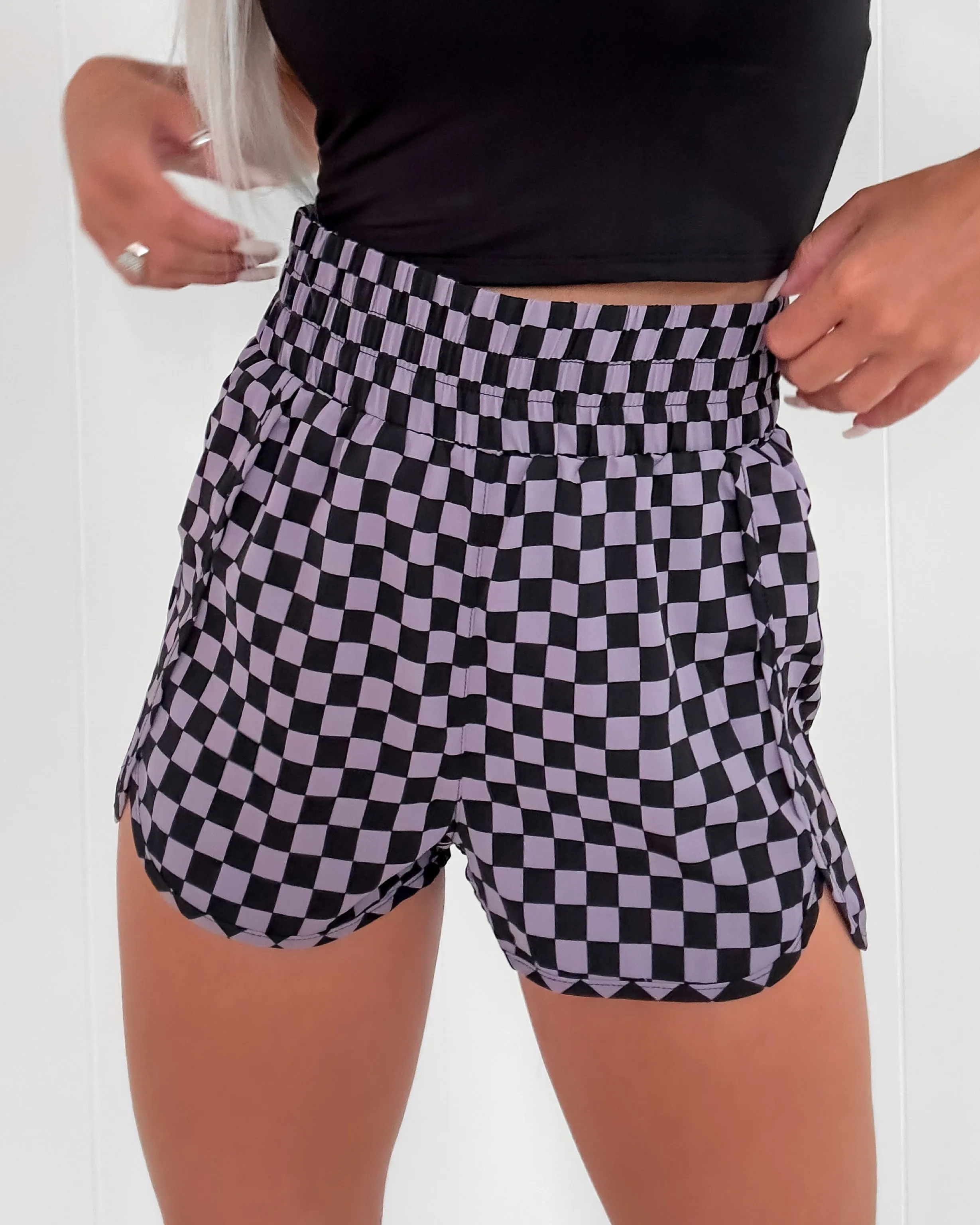 Checkered High Waisted Athletic Shorts