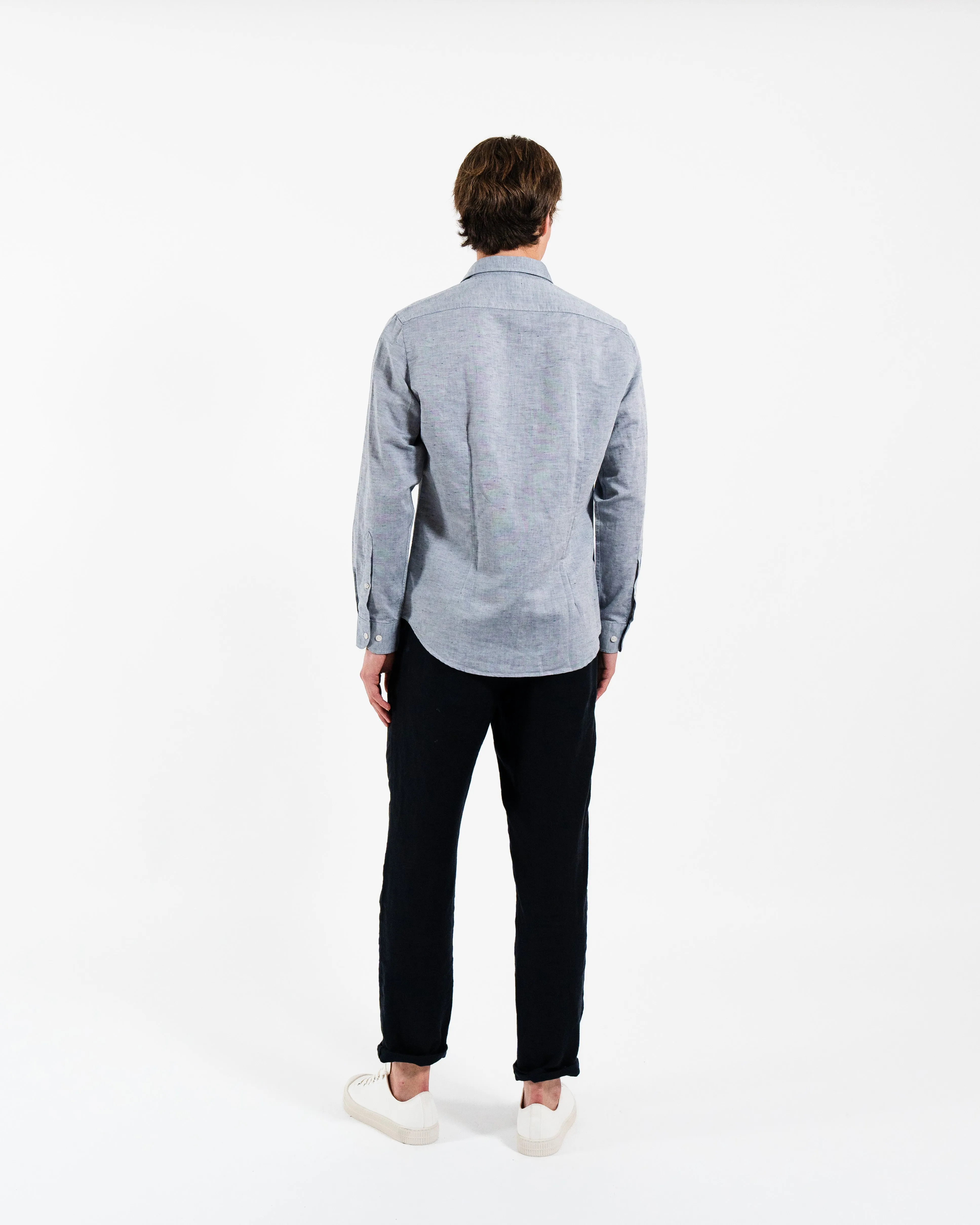 Classic Asphalt Black Linen-Blend Shirt