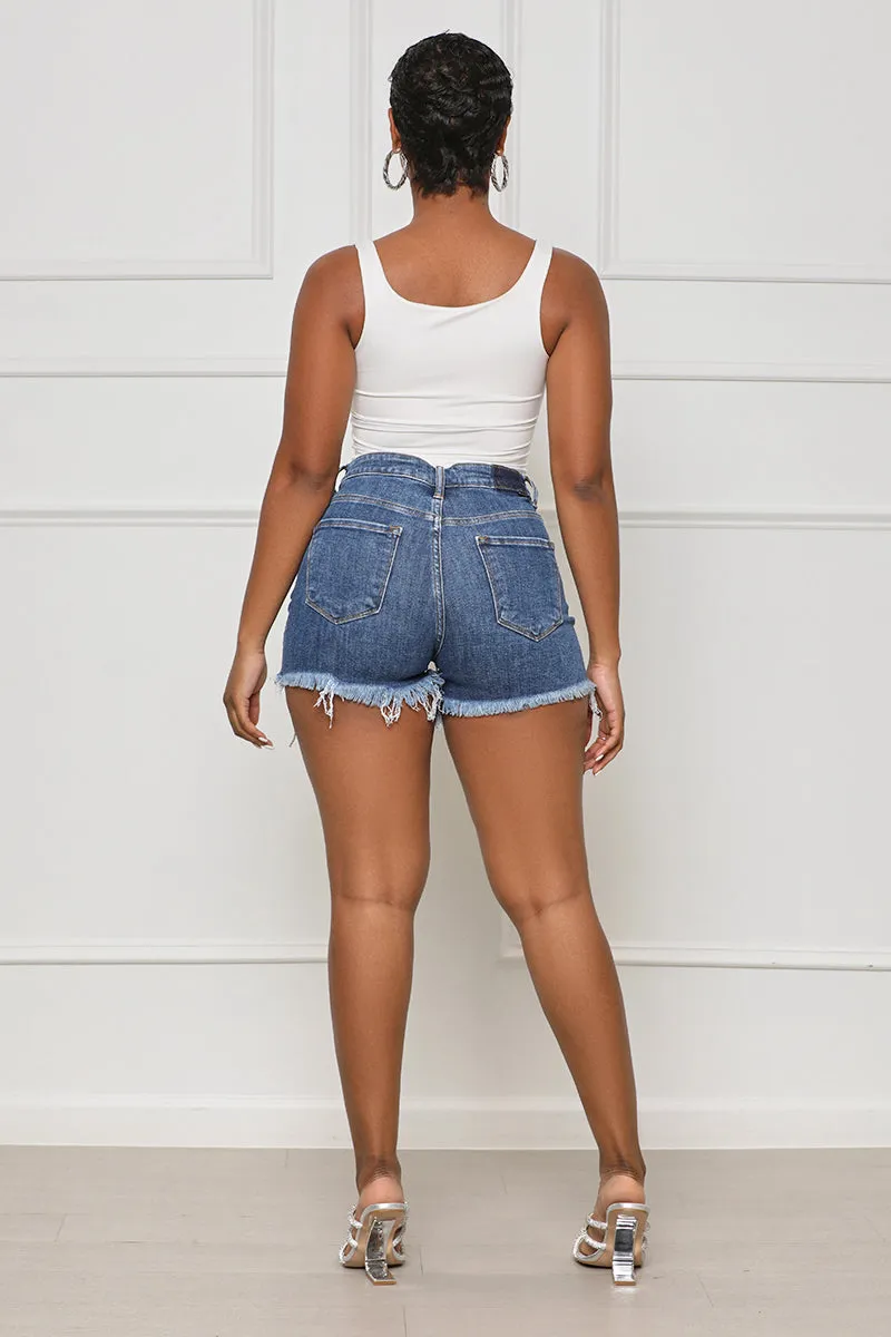 Crossing Paths Rhinestone Denim Shorts- FINAL SALE