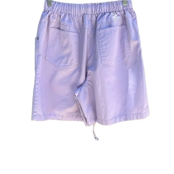 Denim & Co Vintage 80s Retro Purple Drawstring High Waist Women's Mom Shorts S