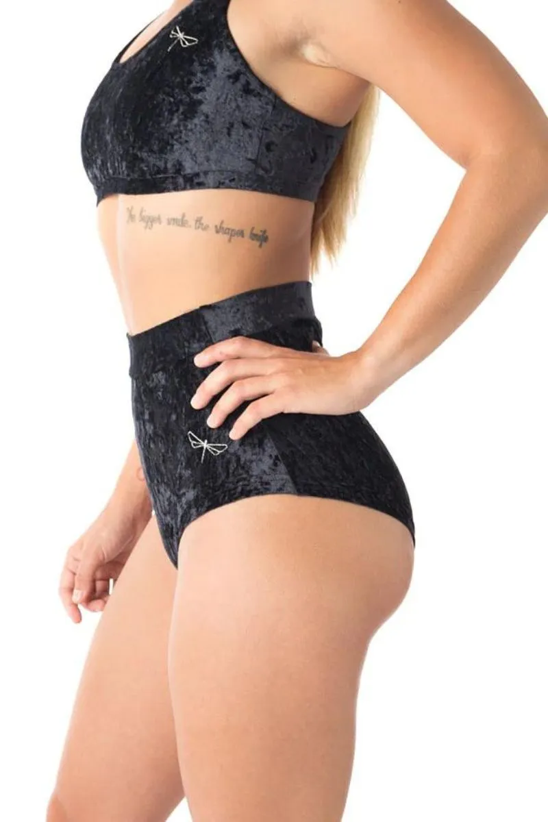 Dragonfly Lola High-Waisted Shorts - Velvet Black