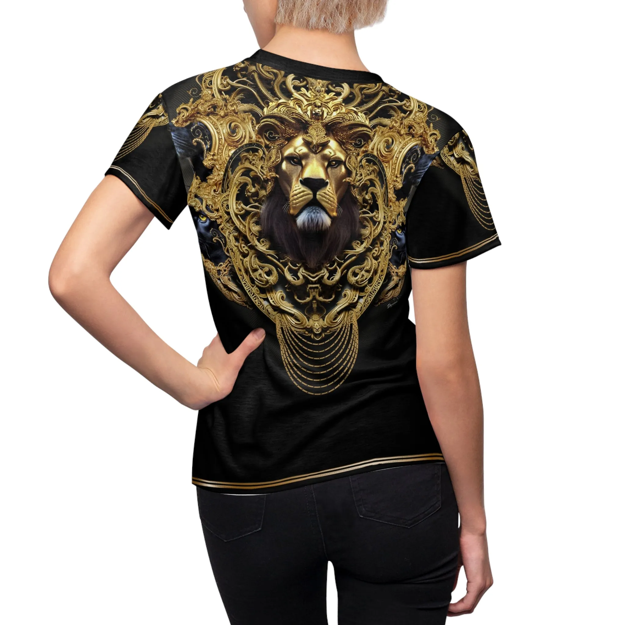 Emperor Lion T-Shirt Unisex All Over Print Tee Baroque Lion Unisex T-Shirt | D20148