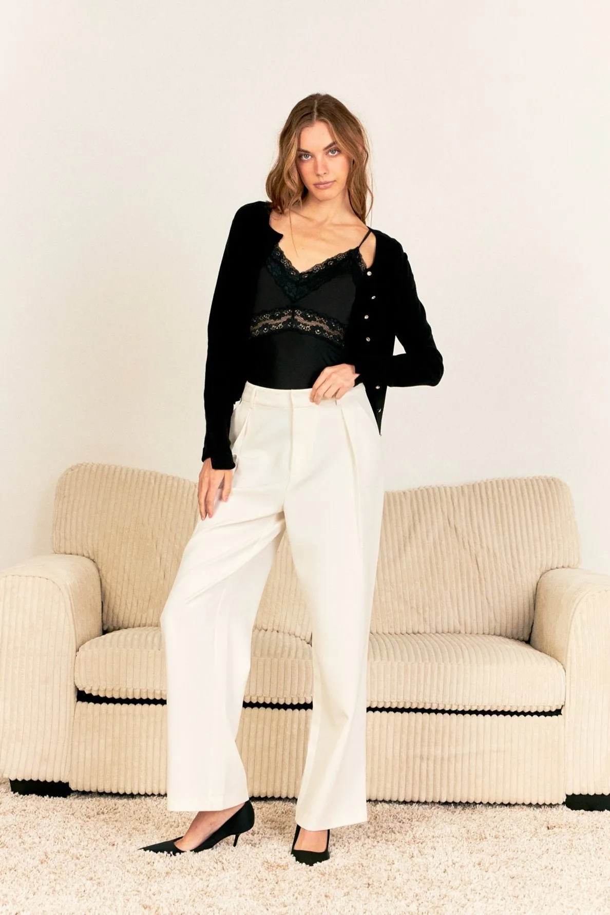 Endless Rose - Wide Leg High Waisted Trouser