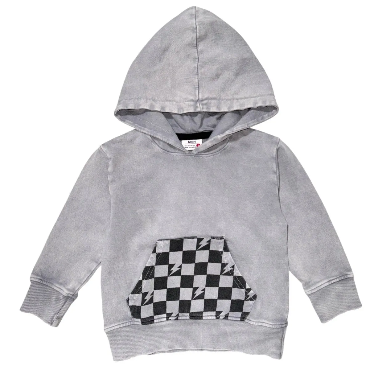 Enzyme Check Pullover Hoodie- Coal