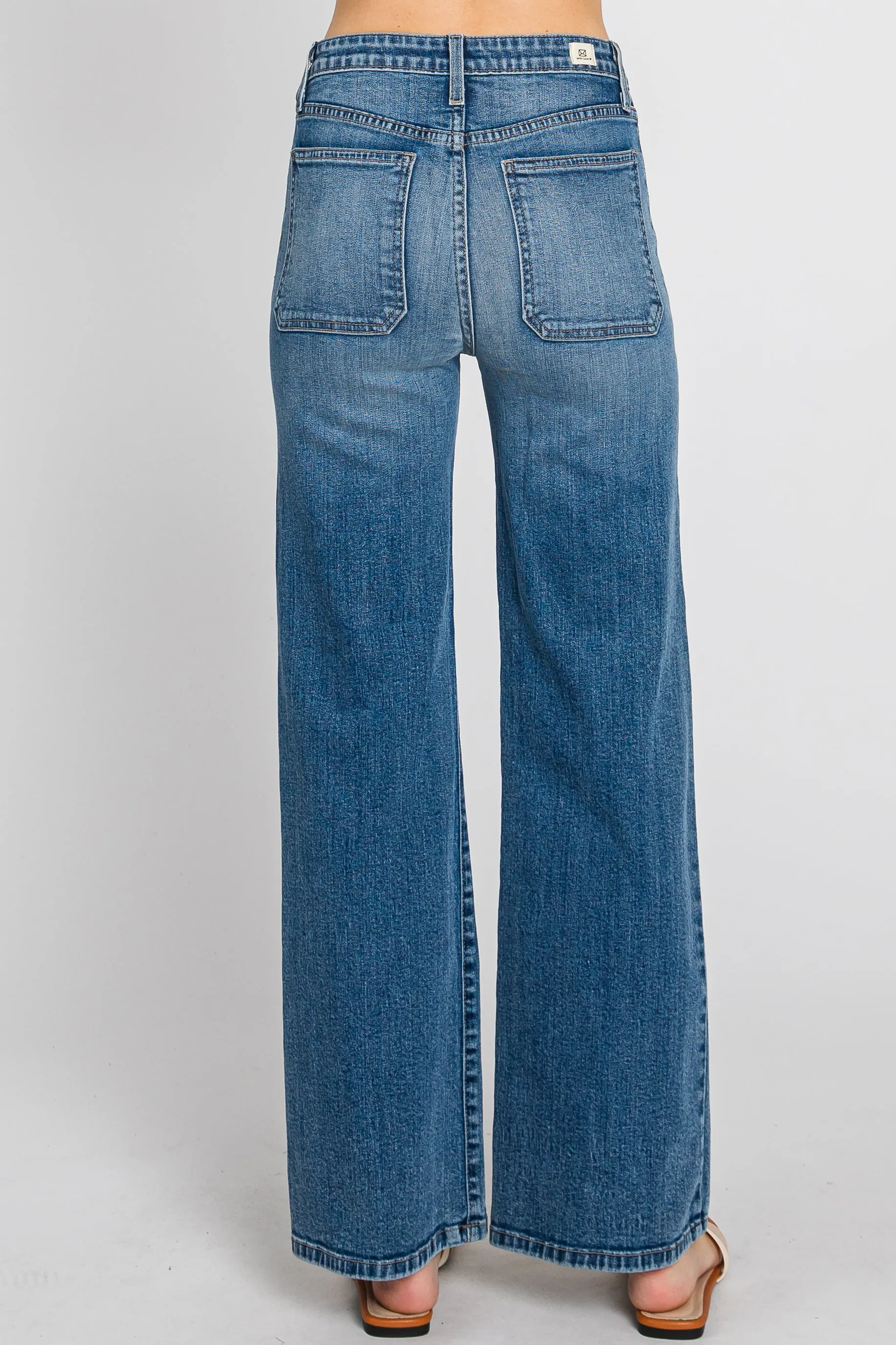 Favorite Sight LTJ High Rise Utility Wide Leg Jean In Medium Wash