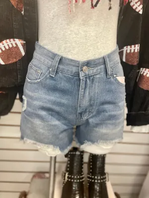 Fern High-Waisted Denim Shorts with Frayed Edges