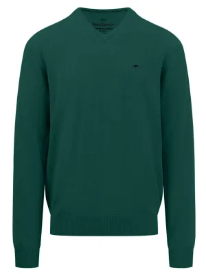 FYNCH HATTON V-Neck Sweater - Men's Fine Knit – Emerald Green