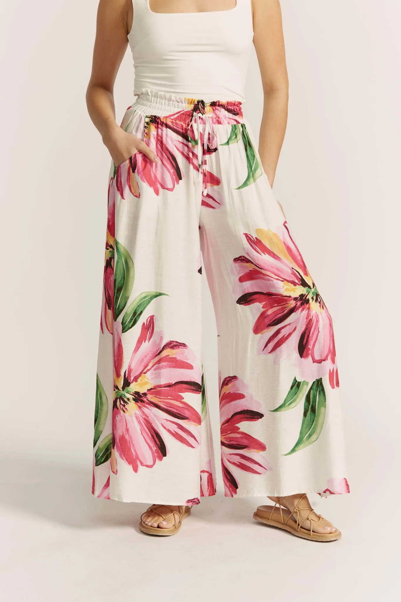 Gracie Pink Floral Wide Leg Pants