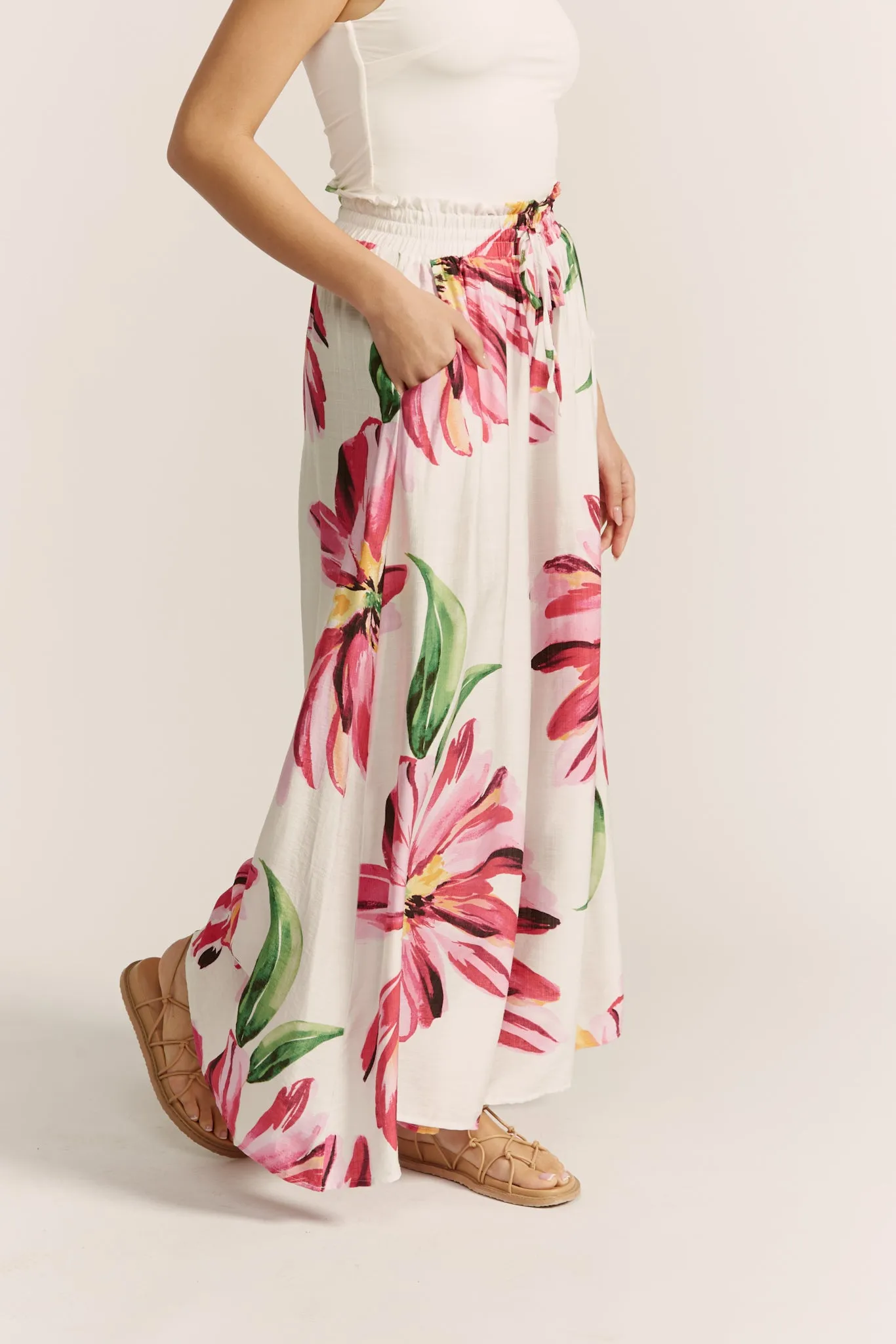 Gracie Pink Floral Wide Leg Pants