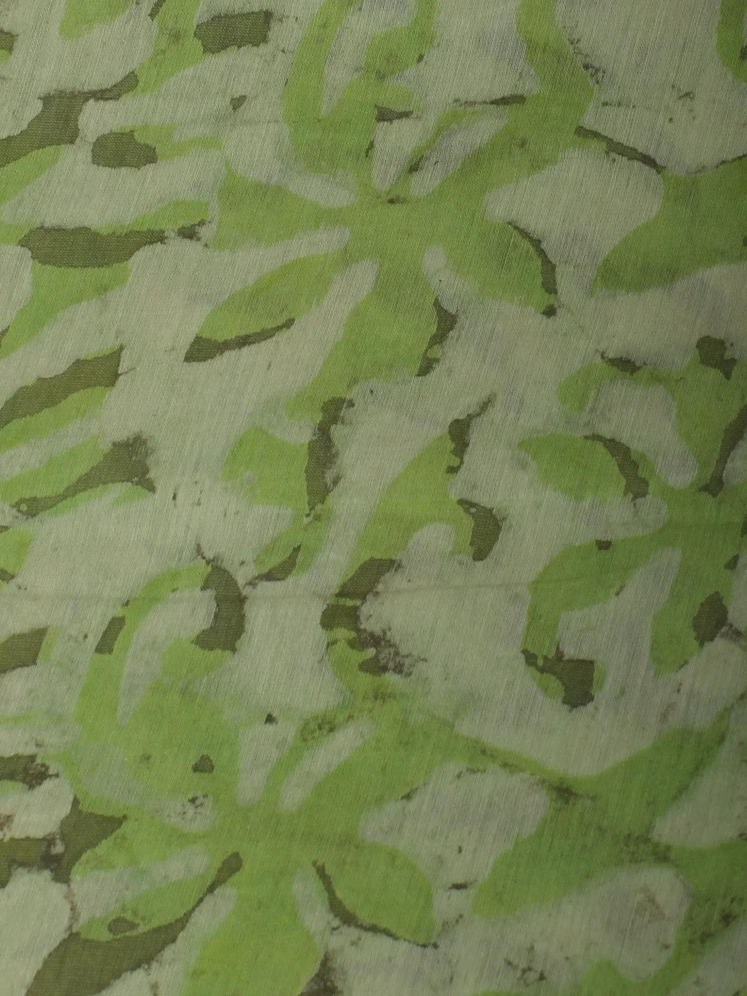 Green Ivory Hand Block Printed Chanderi Silk Fabric Per Meter - F0916198