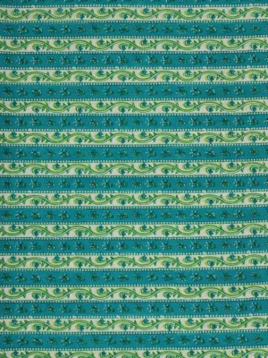 Green White Blue Hand Block Printed Cotton Fabric Per Meter - F001F2021