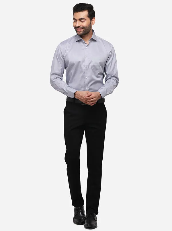 Grey & White Striped Regular Fit Formal Shirt | JadeBlue