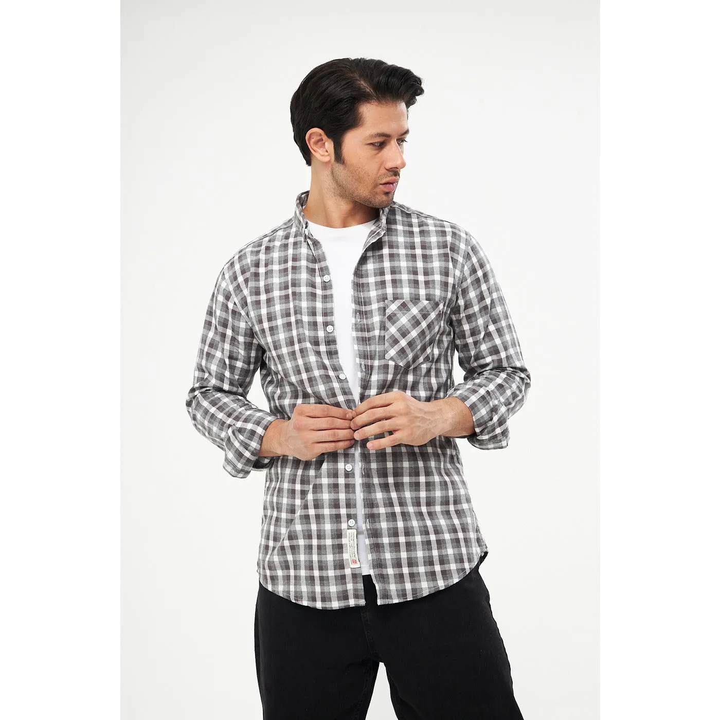 Grey Check Casual Shirt