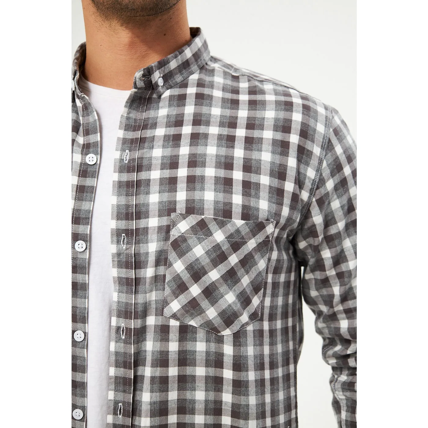 Grey Check Casual Shirt