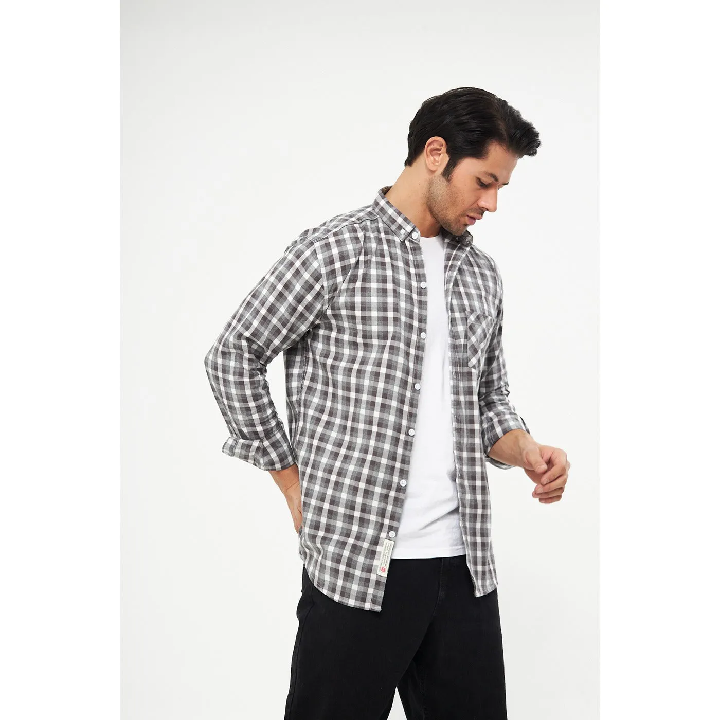 Grey Check Casual Shirt