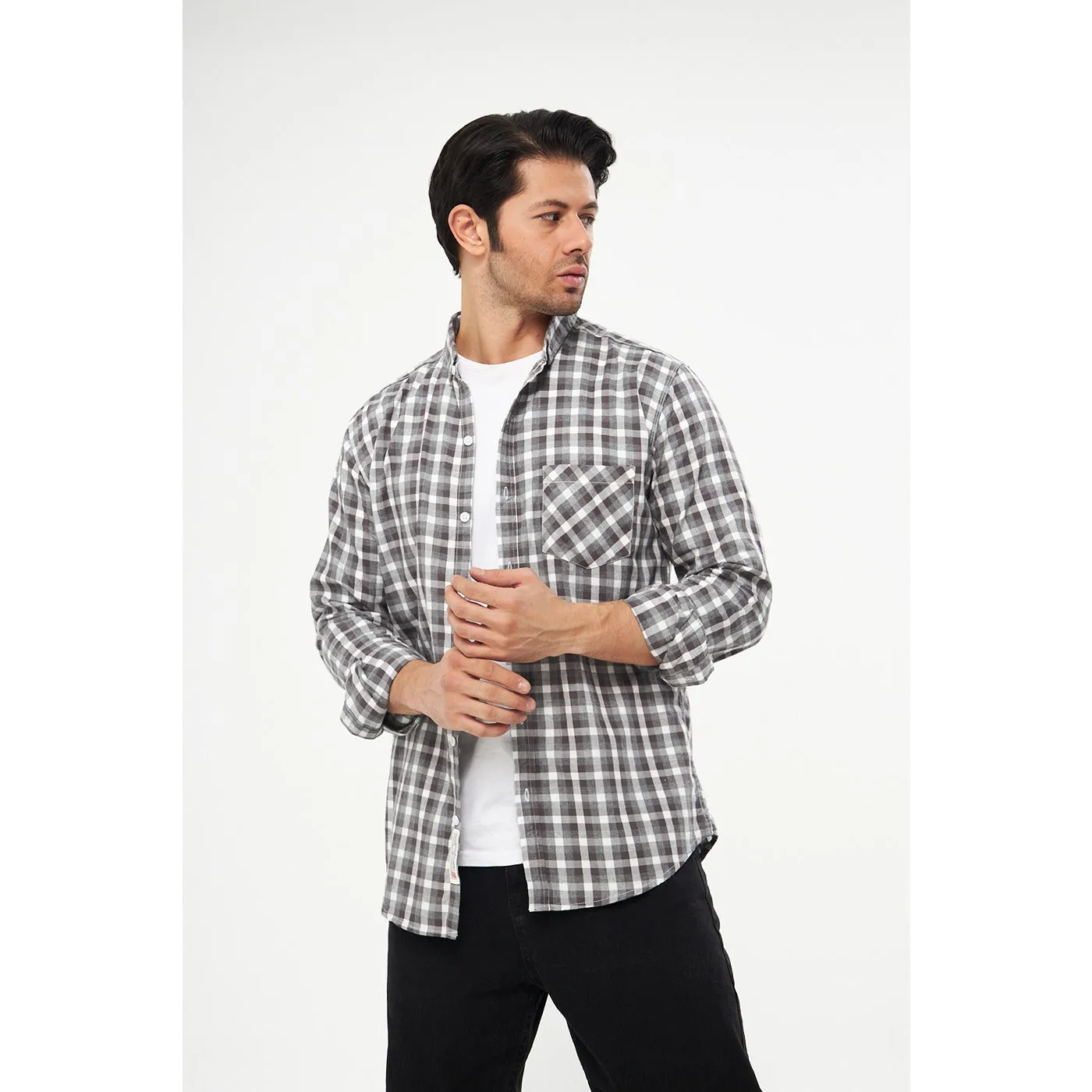 Grey Check Casual Shirt