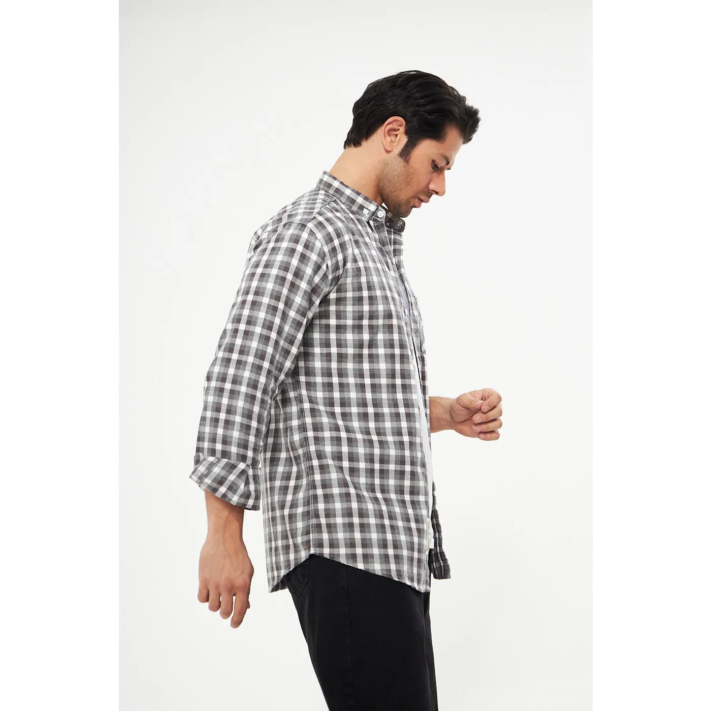 Grey Check Casual Shirt