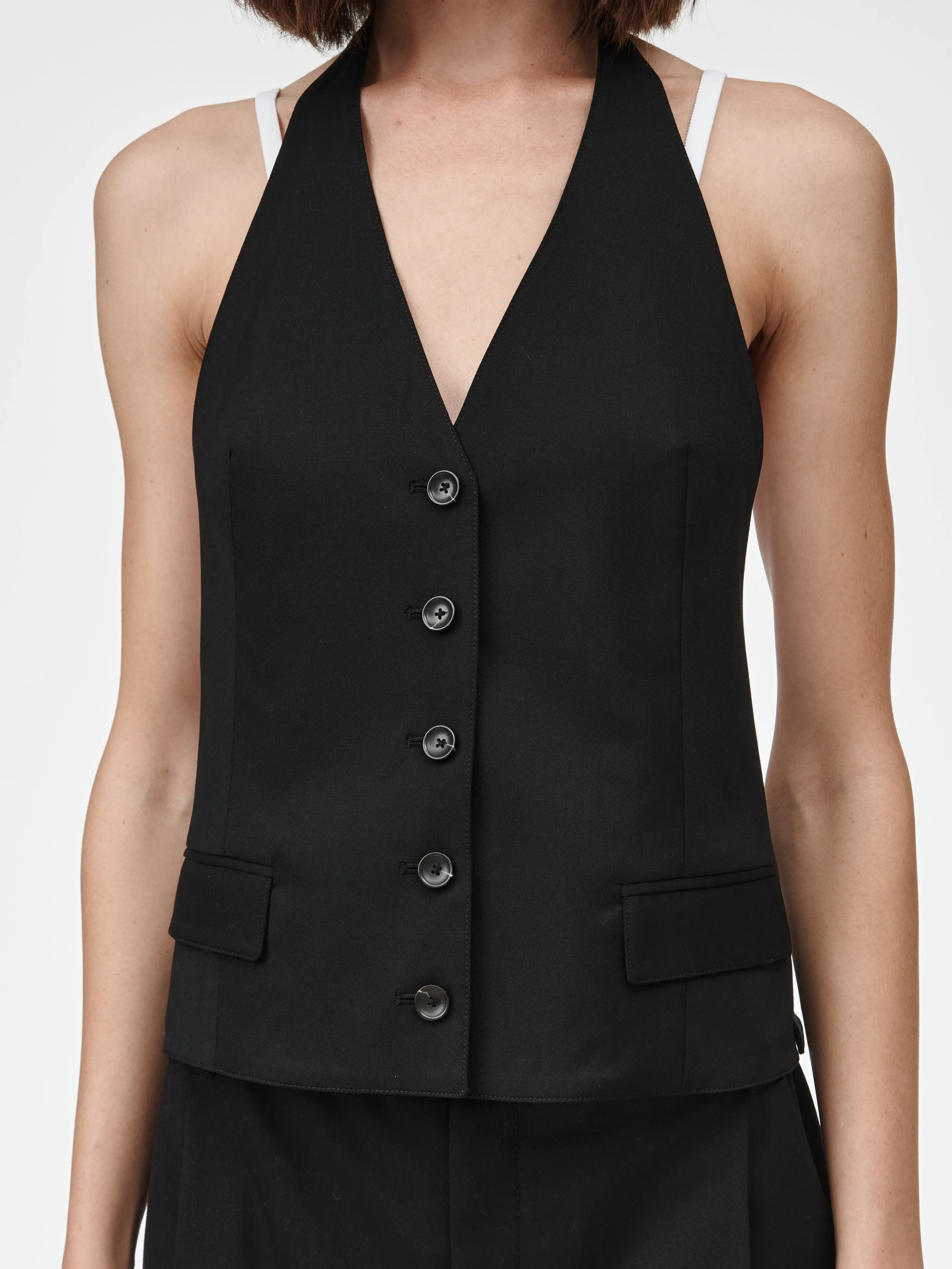 Halter Neck Vest in Black