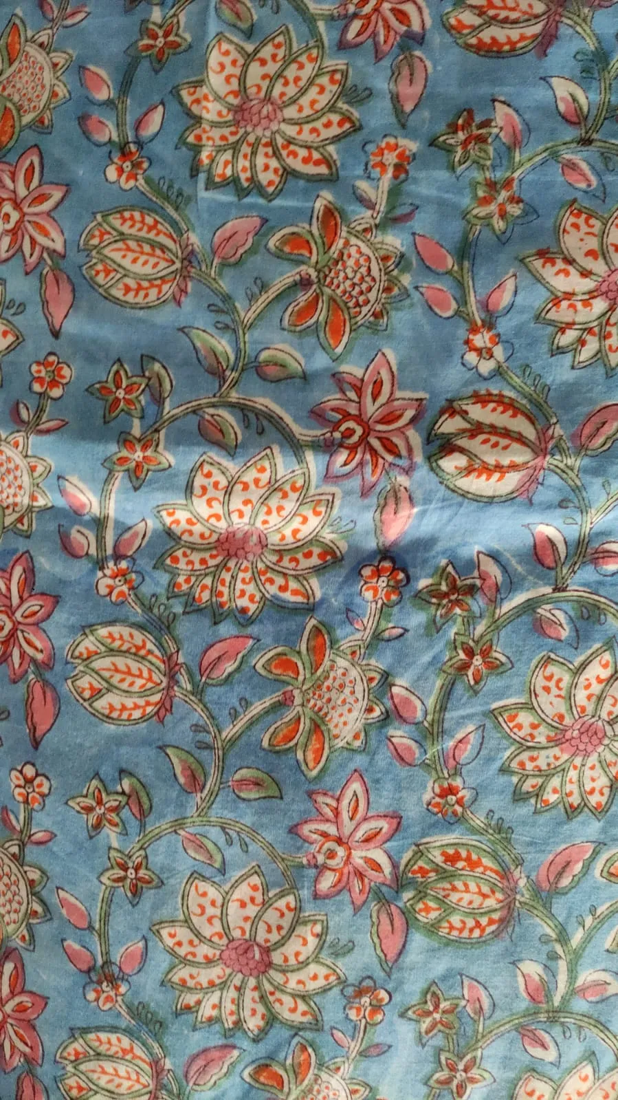 Hand Block Printed Cotton Fabric Per Meter - F001F2661