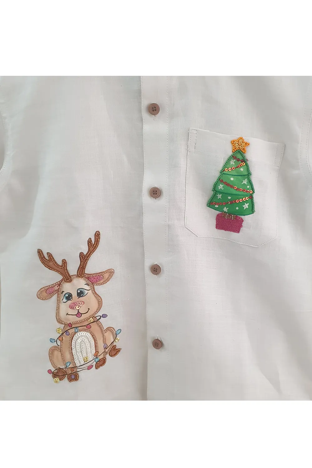 Hand painted christmas theme shirt kurta